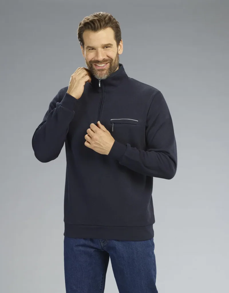 Sweatshirt with zipper, color navy, size M
