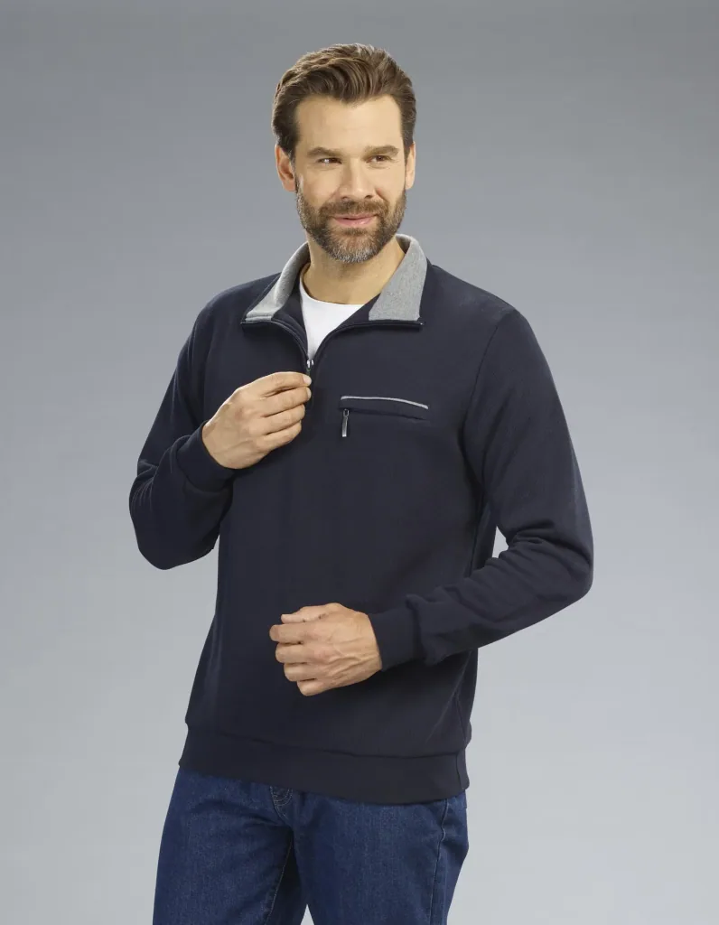Sweatshirt with zipper, color navy, size M