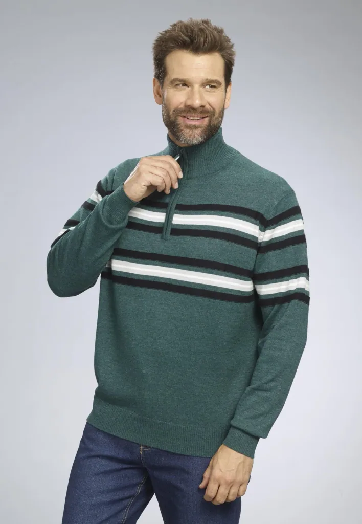 Sweater with stripes, color green, size M