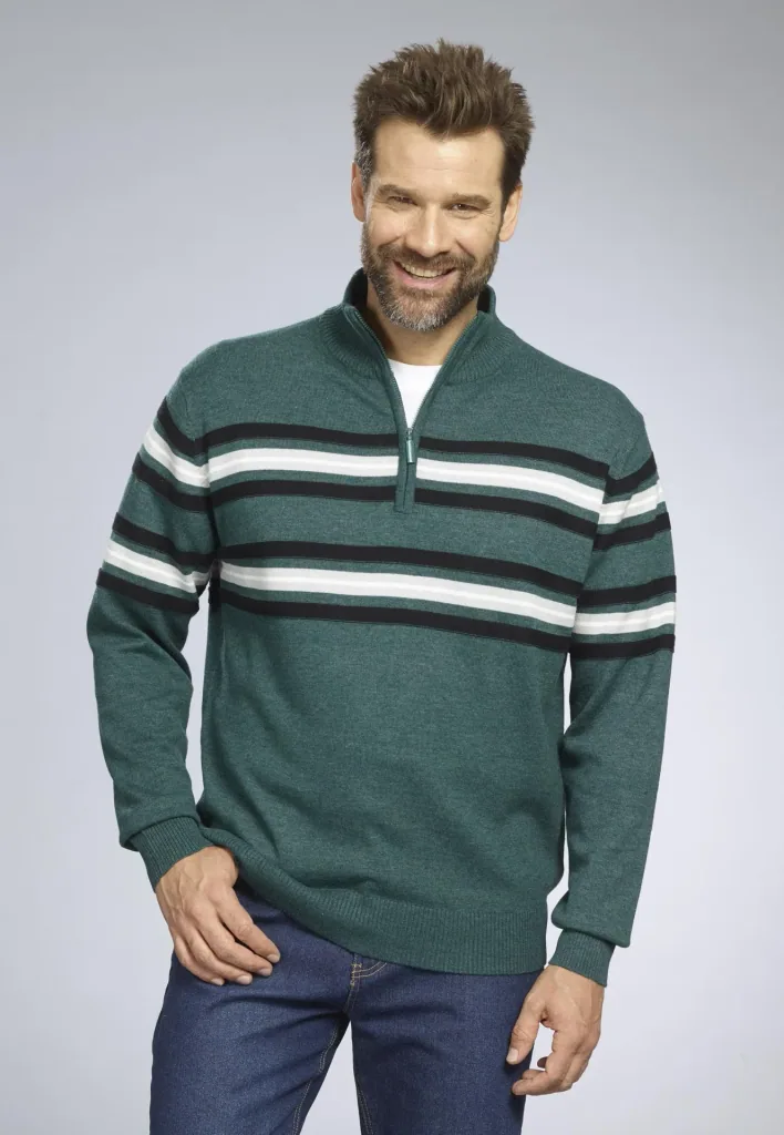 Sweater with stripes, color green, size M