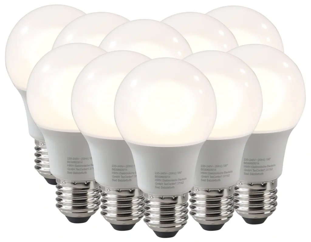 LED lamp 8W, E27, 806lm, warm white - 10 pieces