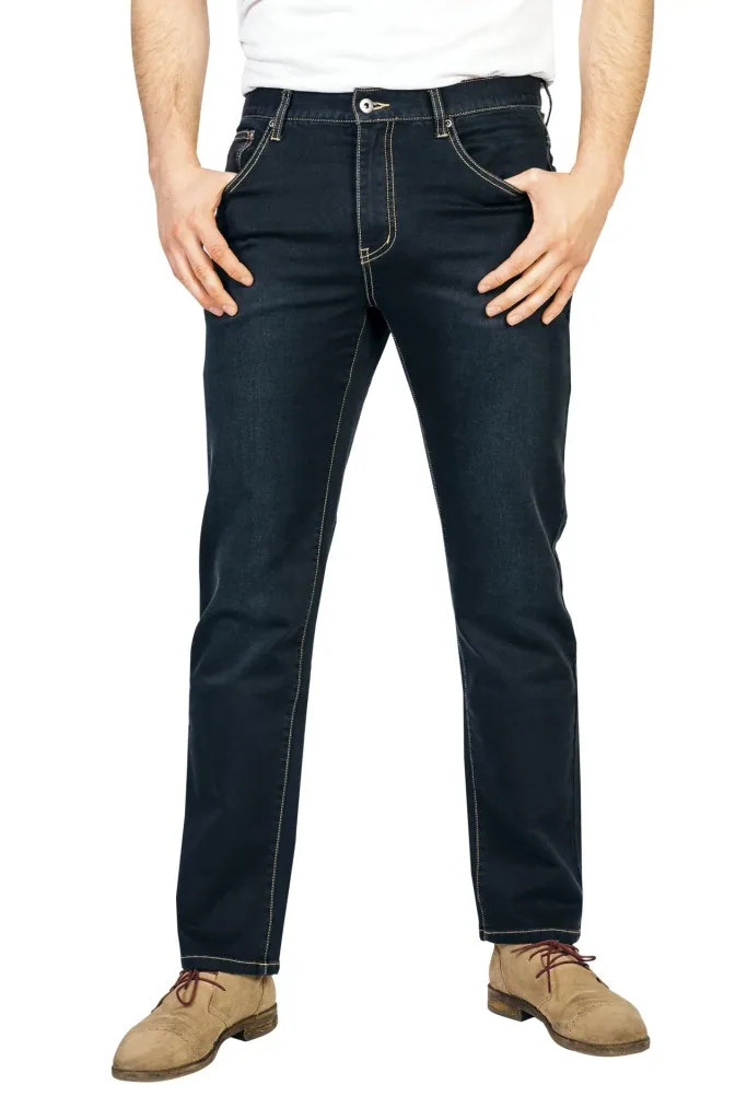 Stretch denim jogging pants, black, size 60