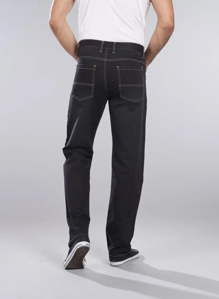 Stretch denim jogging pants, black, size 60