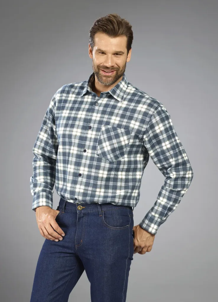 Checked flannel shirt, length 85cm, size 39/40, color-sorted
