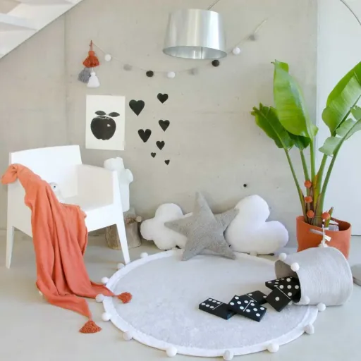 Lorena Canals Corbeille de rangement Bubbly Pom Poms gris