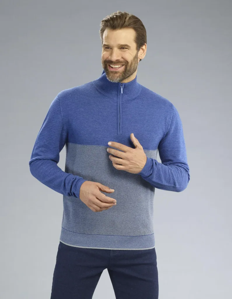 Sweater with zipper, color royal, size M