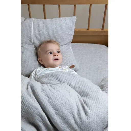 Little Dutch draps Lit bebe gris uni "Pure Grey, Taille: 60 x 120 cm