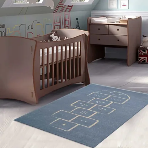 Art for Kids Tapis pour enfants boîte à sauter bleu, Taille: 100 x 150 cm