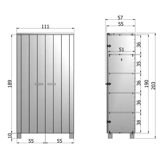WOOOD Armoire 2 portes Dennis noir