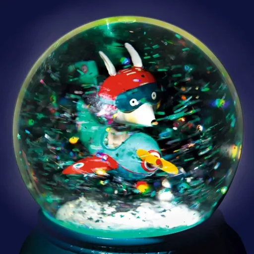 Djeco veilleuse boule à neige lapin en avion
