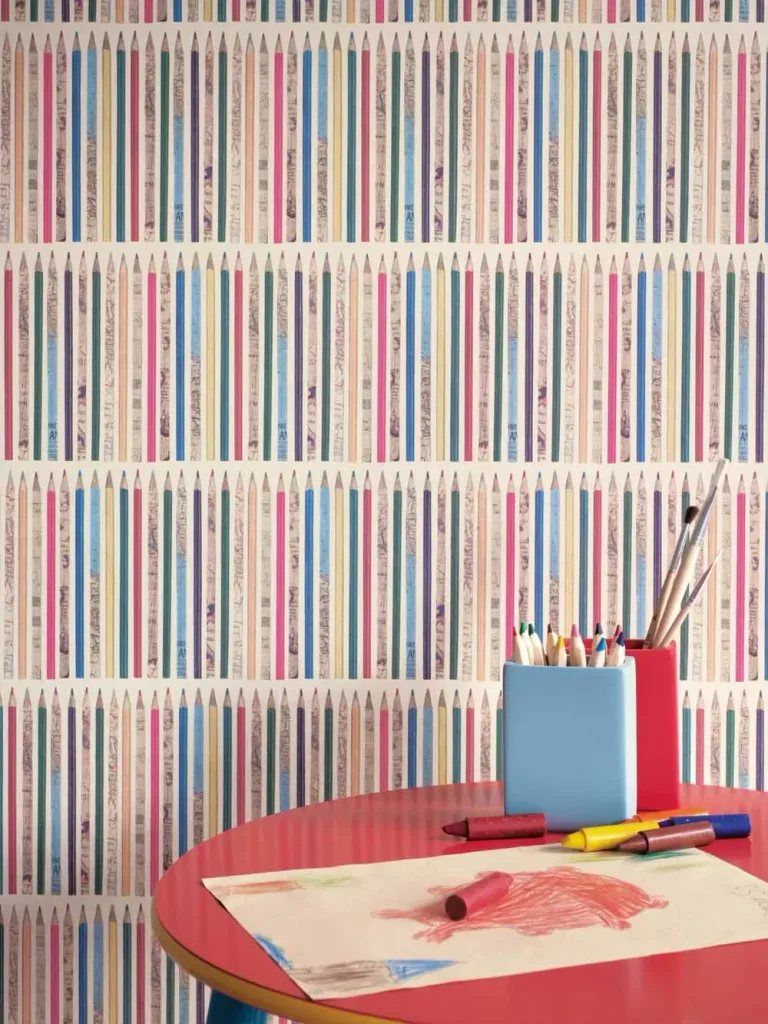 Little Sanderson Abracazoo papier peint crayons bleu