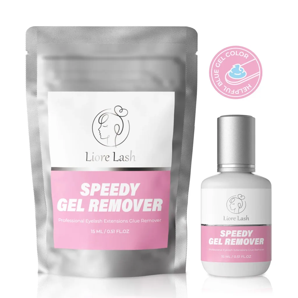 Gel removeur extensions cils – Liore Lash Removeur rapide, Retrait rapide colle cils en 60 secondes, Formule gel pro pour extensions cils, 15 ml
