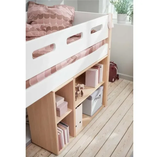 Flexa Nor lit mi-hauteur échelle verticale blanc / chêne