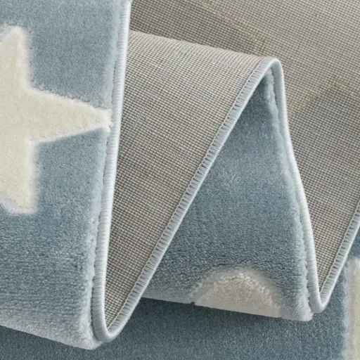 Livone Tapis Estrella étoile & confetti bleu, Taille de tapis: 200 x 300 cm