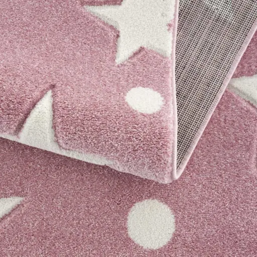 Livone Tapis Estrella étoile & confetti rose, Taille de tapis: 160 x 230 cm