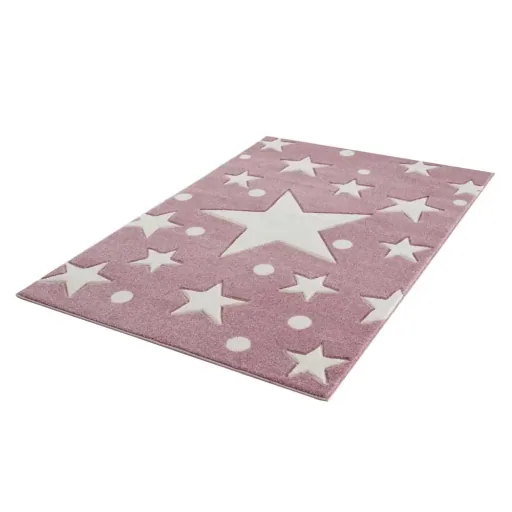 Livone Tapis Estrella étoile & confetti rose, Taille de tapis: 160 x 230 cm