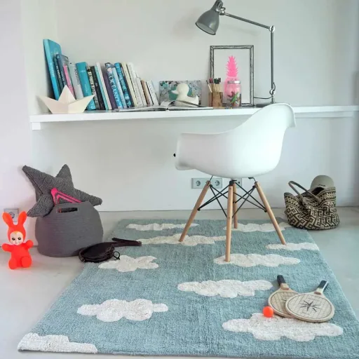 Lorena Canals Tapis Nuages bleu fumé