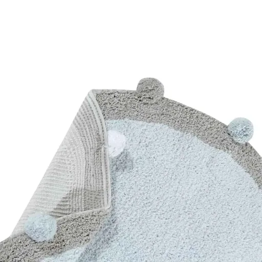 Lorena Canals Tapis rond coton Bubbly bleu
