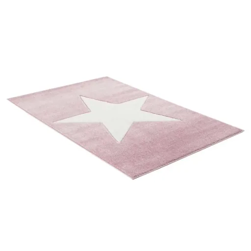 Livone Tapis pour enfants étoile blanche sur rose, Taille de tapis: 120 x 180 cm