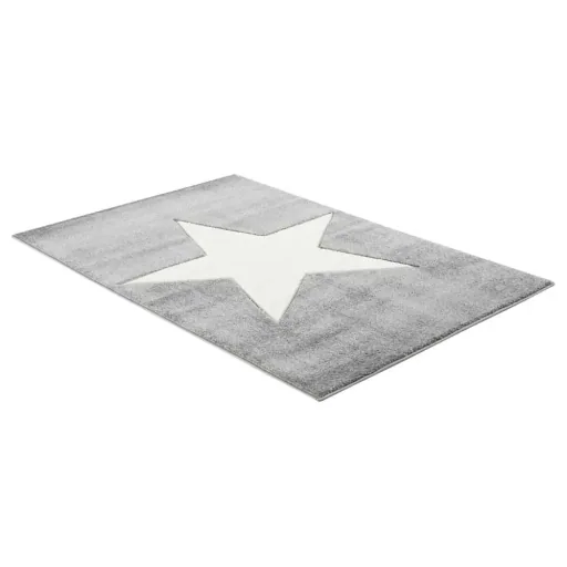 Livone Tapis pour enfants étoile blanc sur gris, Taille de tapis: 120 x 180 cm