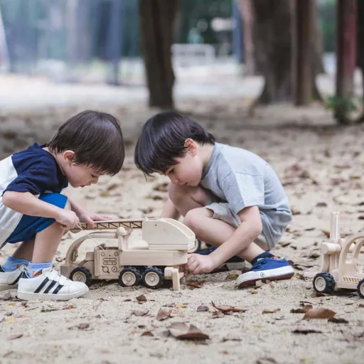 Plan Toys Chariot élévateur en bois naturel