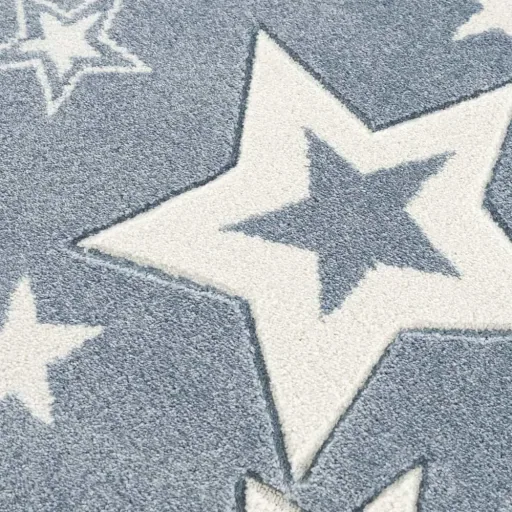 Livone Tapis pour enfants Galaxy étoiles bleu, Taille de tapis: 120 x 180 cm
