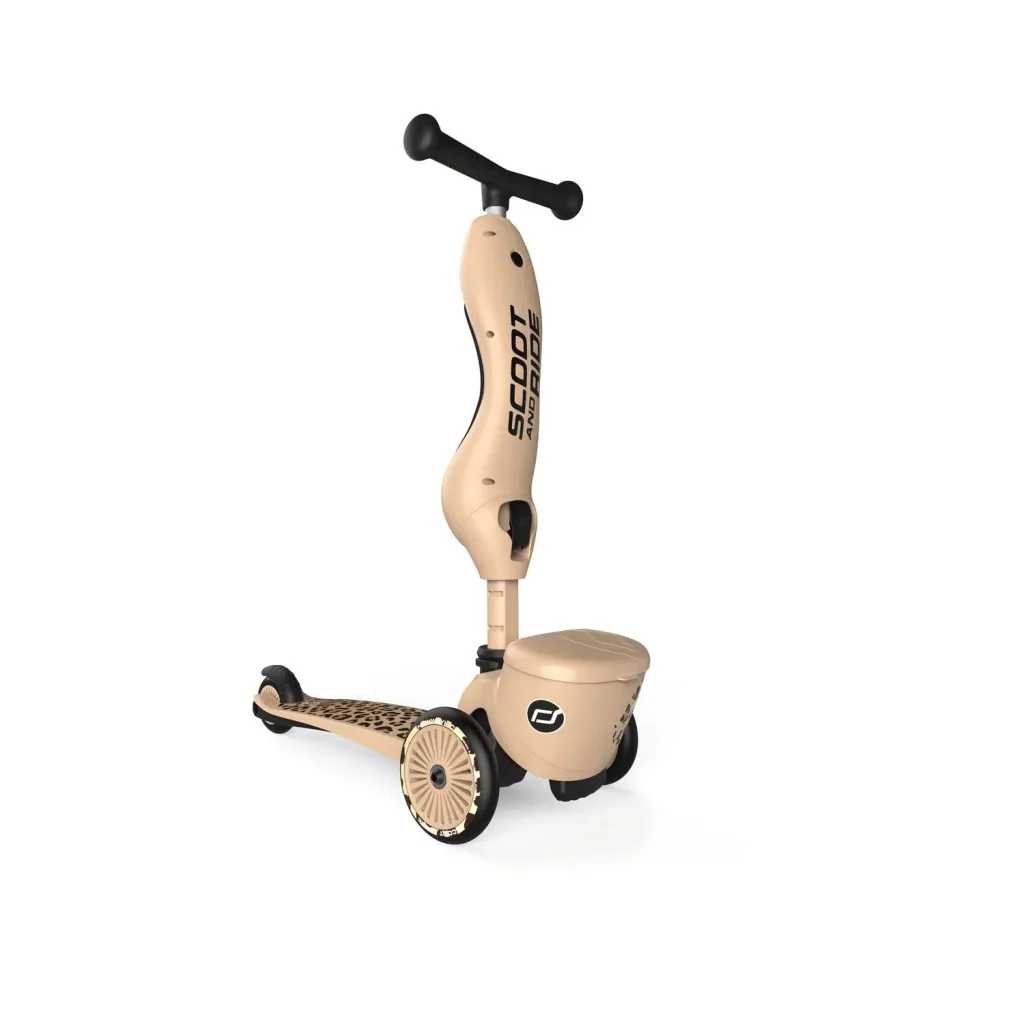 Scoot & Ride Highwaykick 1 Lifestyle, 2in1 Kickbike, Trottinette, Couleur: Léopard