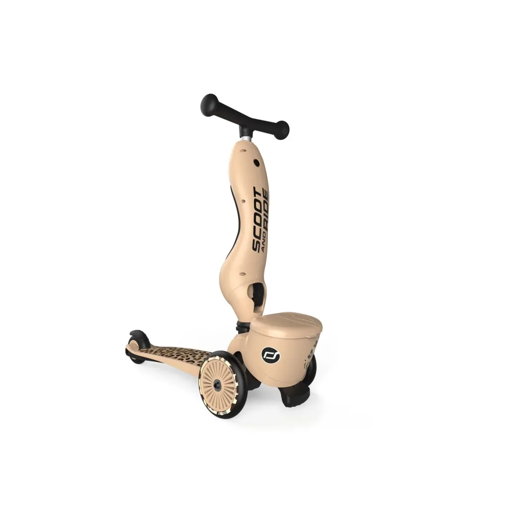 Scoot & Ride Highwaykick 1 Lifestyle, 2in1 Kickbike, Trottinette, Couleur: Léopard