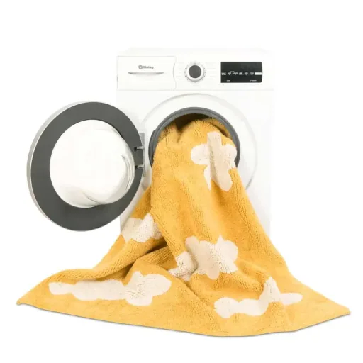 Lorena Canals Tapis Nuages jaune moutarde