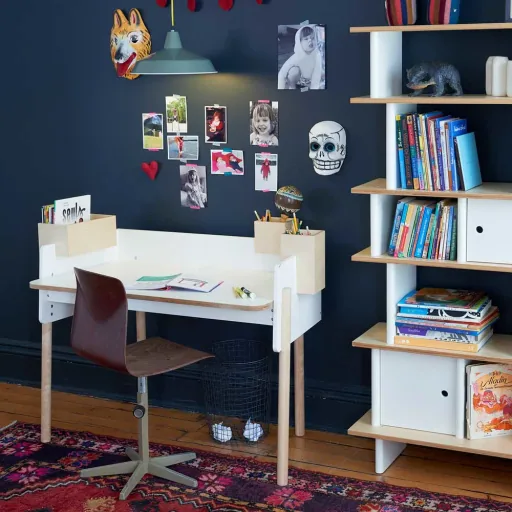 Oeuf Bibliothèque Mini Library étroite noyer avec blanc