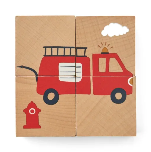 Liewood Puzzle, puzzle en bois, cubes en bois - Aage, Couleur : Vehicle / Nature