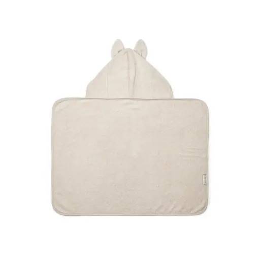 Liewood serviette capuche bébé, serviette bébé Vilas Hase - ultra-douce, absorbante, oreilles d'animaux, parfaite après le bain, couleur : sable