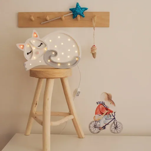 little lights Led Decoration lampe enfant chat blanc