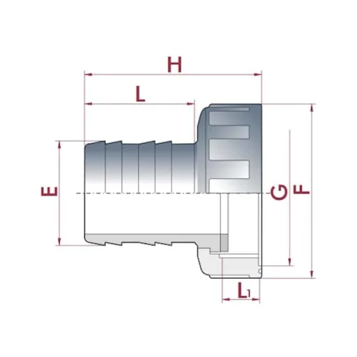 Raccord de tuyau PVC avec écrou 1½" IG x 40 mm