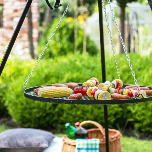 Barbecue Tripode Balançoire : Kit Complet avec Grill Suspendu Réglable