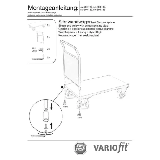Chariot à parois avant 1000 kg Type L + EasySTOP