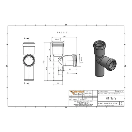 HTsafeEA Abzweig DN/OD 32/32 87°: Solution Évacuation Moderne