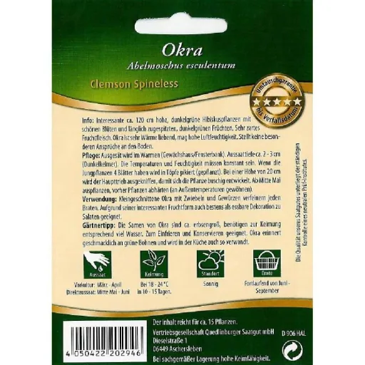 Graines d'Okra Clemson Spineless pour un Jardin Exotique