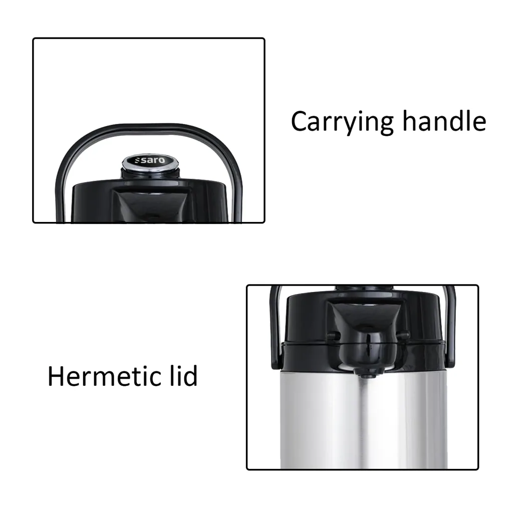 Pichet isotherme, thermos à pompe– 2,2L (verre intérieur)