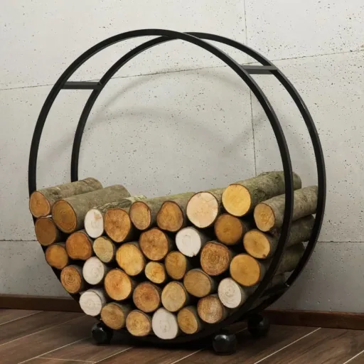 Range Bûches Acier 80cm, Stockage Bois de Chauffage, Boni