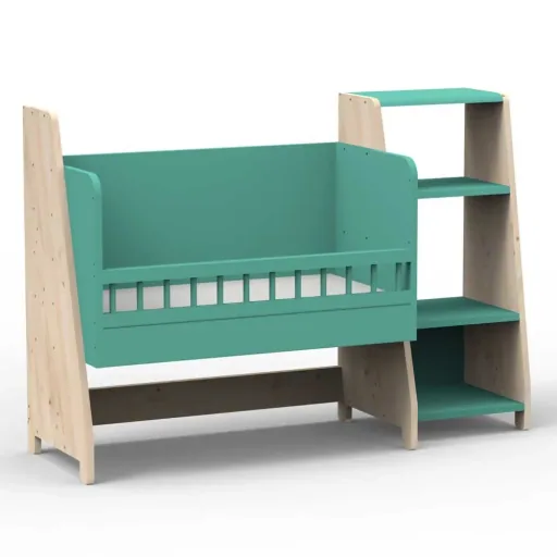 Mathy by Bols "Asymetry" Lit d'appoint bébé transformable en bureau avec 1 étagère