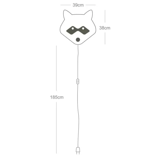 Buokids Soft lampe murale raton laveur rouge