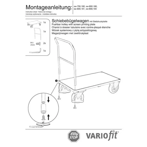 Chariot de Manutention 1000 kg avec Frein EasySTOP