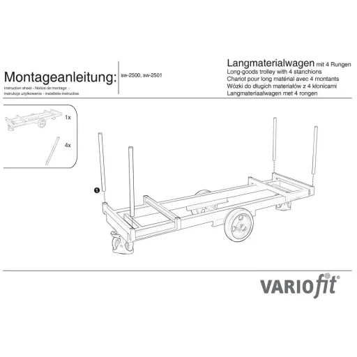 Chariot de manutention charges longues, 2000 kg, 2500 mm