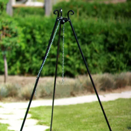 Barbecue Pivotant Tripode avec Double Grille 80/40 cm, Barbecue Jardin