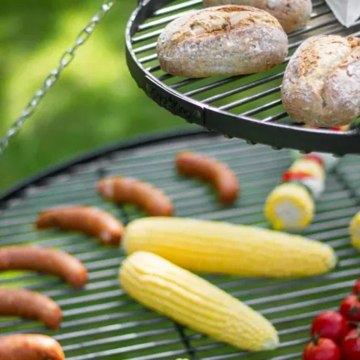 Barbecue Pivotant Tripode avec Double Grille 80/40 cm, Barbecue Jardin