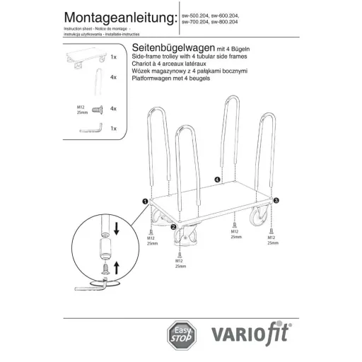 Chariot à barres latérales Type XL + EasySTOP