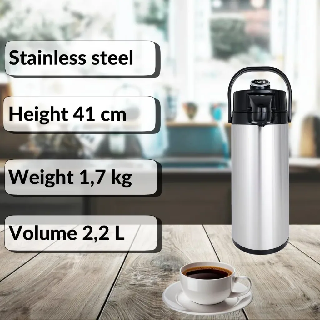 Pichet isotherme, thermos à pompe– 2,2L