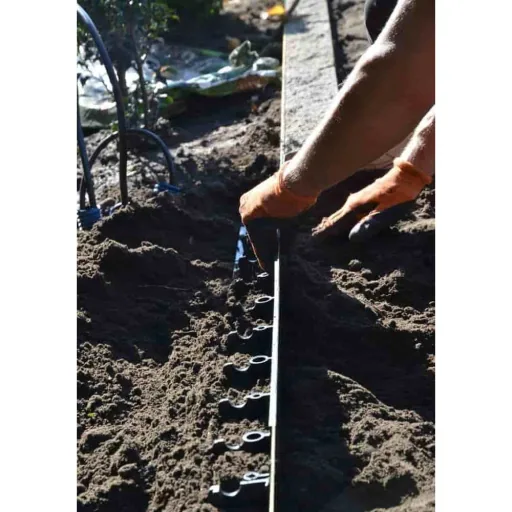 Bordure de jardin, Bordure de pelouse plastique, 8 cm x 100 cm, noire, flexible, jardin recyclable