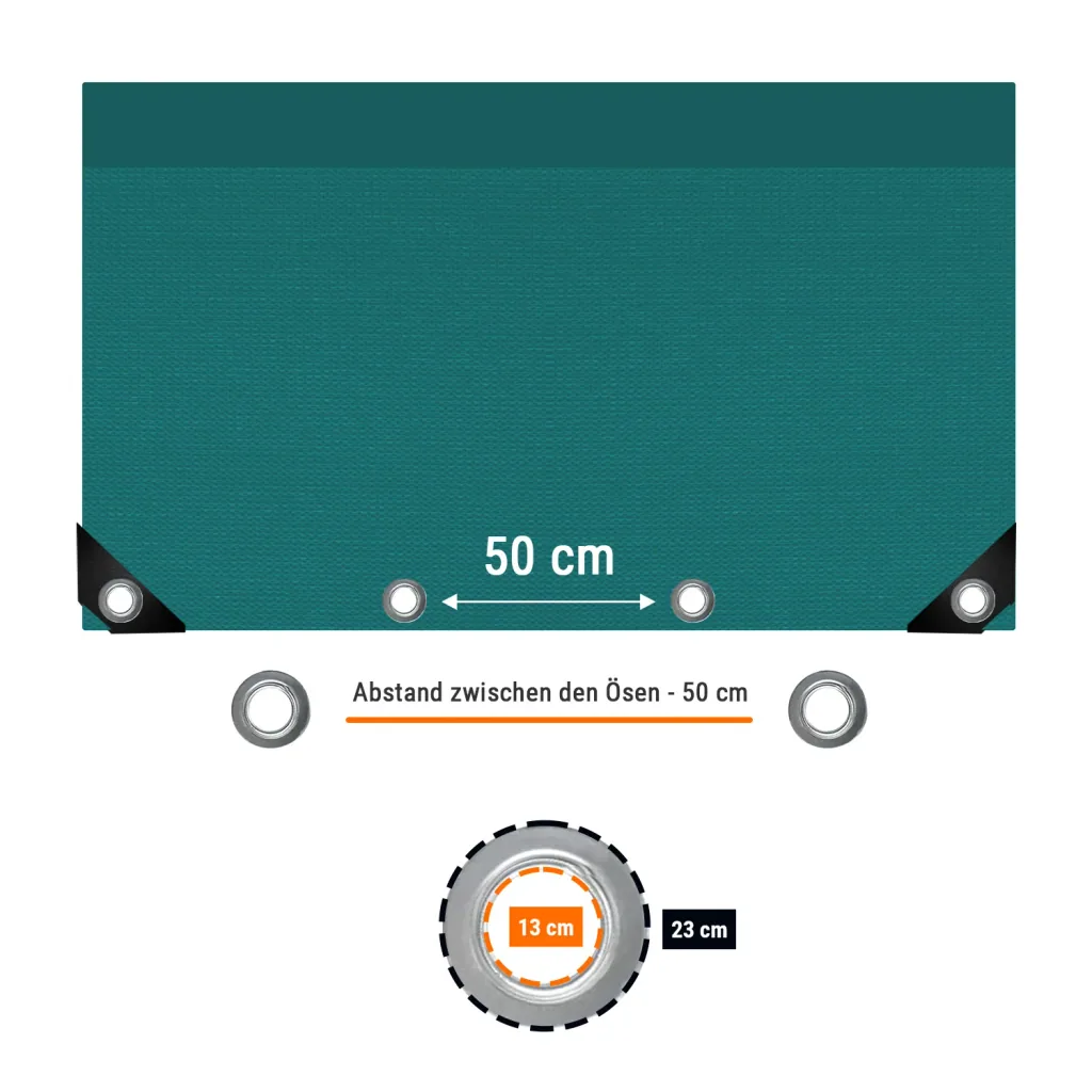Bâche, bâche étanche 650g PVC, 2,5 x 6m (15m²), bâche de protection verte, résistante